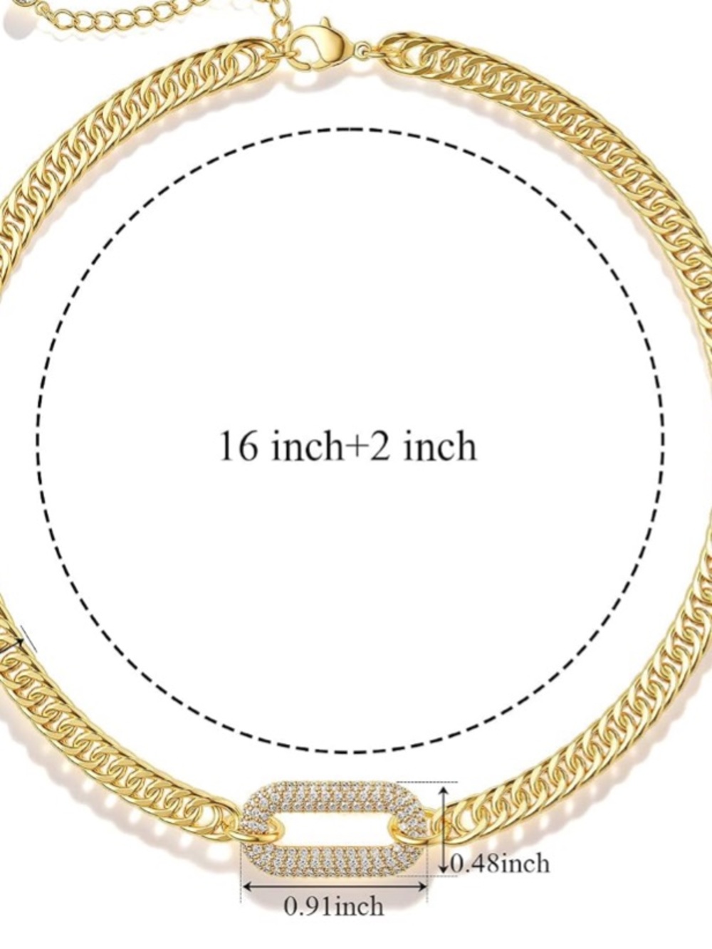 Anthropologie Gold Cubic Link Necklace with Crystal Accent - Picture 7 of 7